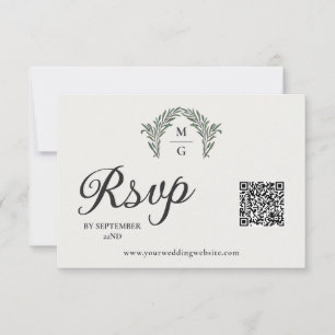 Arch Laurel Wreath Monogramme QR Code RSVP Online