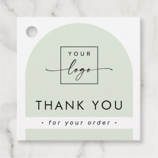 Arch light sage green business thank you hang tag