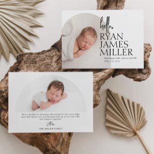 Arch Minimal Modern Baby Photo Birth Announcement