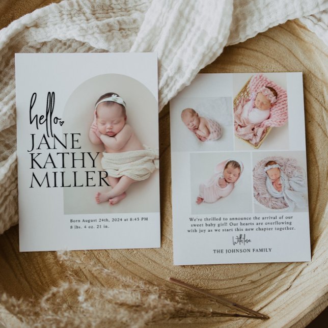 Arch minimal moderne Faire-part de naissance photo (Créateur téléchargé)