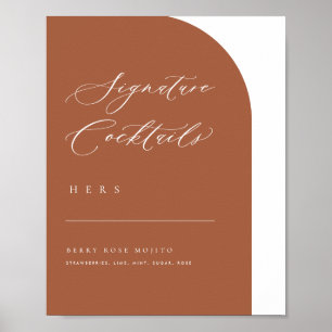 Arch Minimal Signature Cocktails Wedding Bar Menu Poster