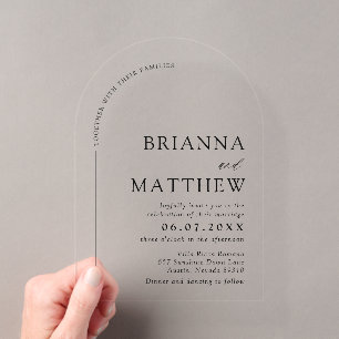 Arch Modern Black & White Minimalist Wedding Acrylic Invitations