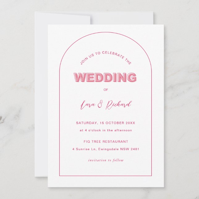Arch Modern Bold Type Text Wedding Invitation (Front)