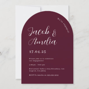 Arch Modern Plum Engagement Party   Invitation