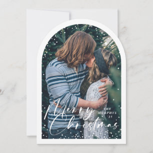 Arch Modern Snow Globe Merry Christmas Photo Card