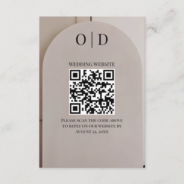 Arch Neutral Luxe Wedding QR Code Enclosure Card (Front)