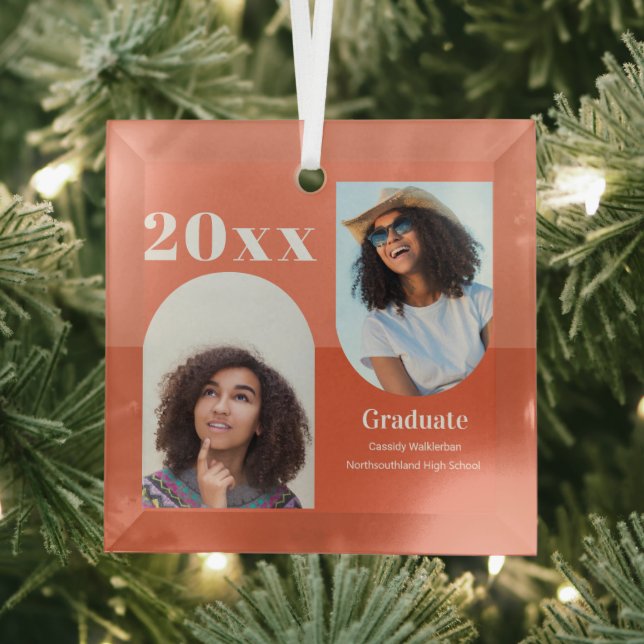 Arch Orange Photo Graduation Glass Ornament (Insitu)