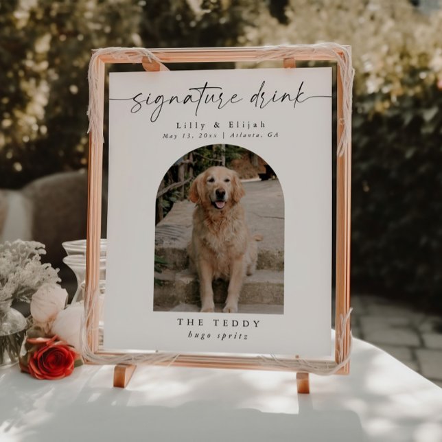 Arch Pet Photo Signature Drink Wedding Bar Sign (Creator Uploaded)