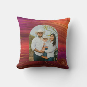 Arch Photo Abstract Orange Purple Gold Pattern Throw Pillow