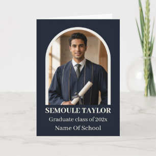 Arch Photo African American Graduate Modern Black  Card