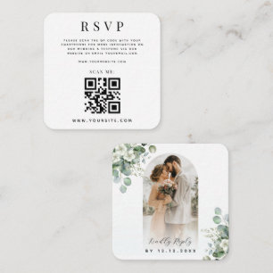 Arch Photo Eucalyptus QR Code Online Wedding RSVP Enclosure Card
