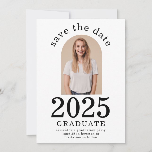 Arch Photo Graduate 2025 Graduation Party Save The Date (Front)