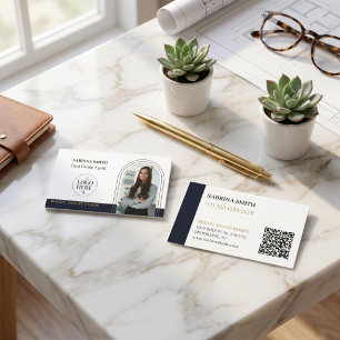 Arch Photo Logo & QR Code Realtor Real Estate Business Card