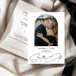 Arch photo minimalist black and white wedding save the date