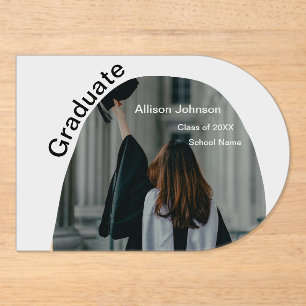 arch photo modern elegant simple  graduation party acrylic invitations