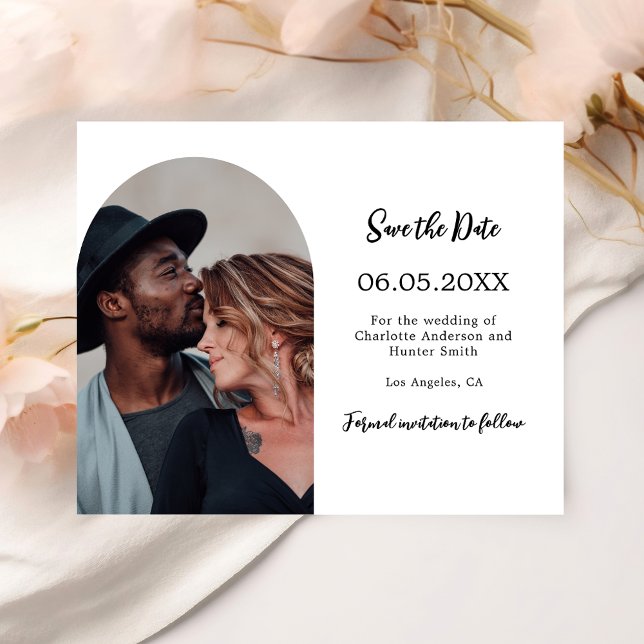 Arch photo modern wedding Save the Date card (Creator Uploaded)