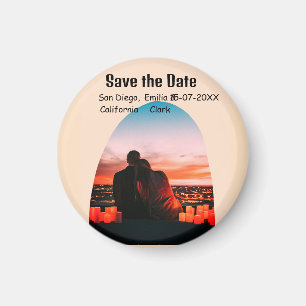 arch photo orange boho save the date QR modern Magnet