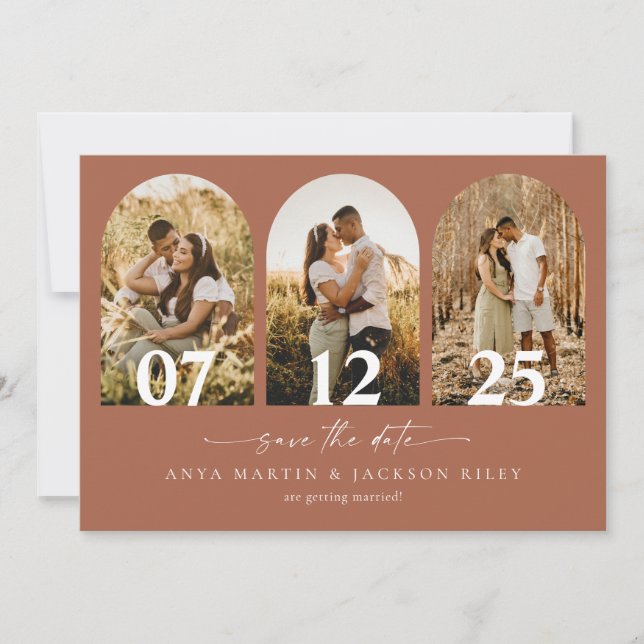 Arch Photo Save The Date Wedding Card Announcement (Front)