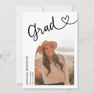 Arch Photo Script with Heart Graduation Party  Invitation
