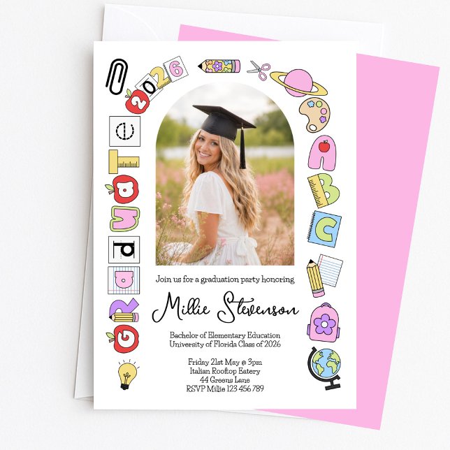 Arch Photo Teacher Graduation Invitation (Creator Uploaded)