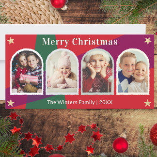 Arch Photos Bright Festive Personalized Holiday Card