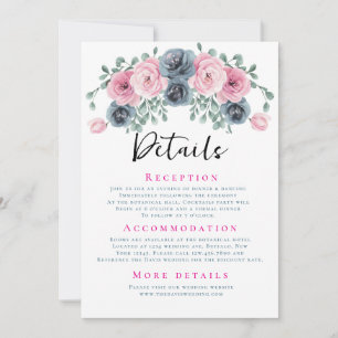 Arch Pink and Blue Blooms Wedding Details Invitation