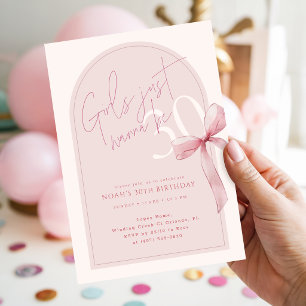Arch Pink Bow Girls Just Wanna Be 30 Birthday Invitation