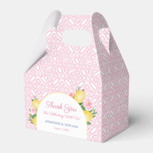 Arch Pretty Pink Flowers & Lemons Wedding Shower Favor Box