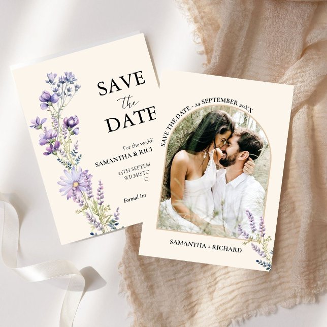 Arch Purple Wildflower Wedding Save The Date Invitation (Creator Uploaded)