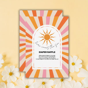 Arch Retro Here Comes The Son Baby Shower Enclosure Card