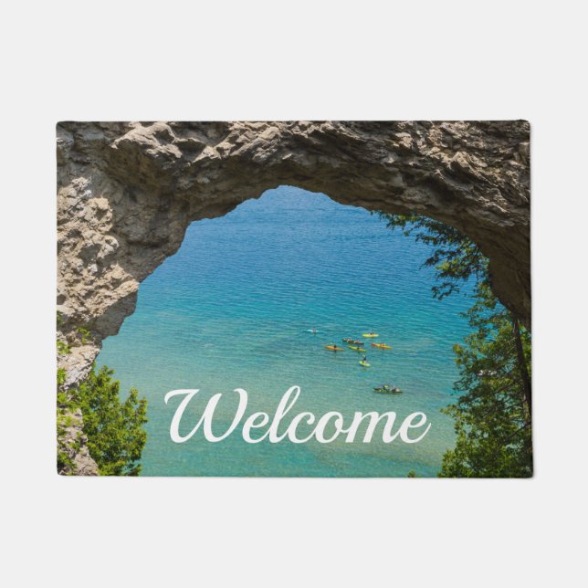 Arch Rock Canoeing Welcome Doormat (Front)