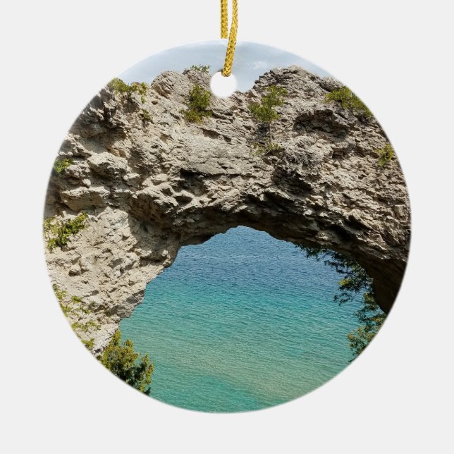 Arch Rock on Mackinac Island, Michigan Ceramic Ornament (Front)