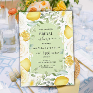 Arch Script Rose & Lemon Themed Bridal Shower Invitation