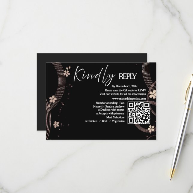 Arch Serenity Black Premium RSVP Card (Front/Back In Situ)