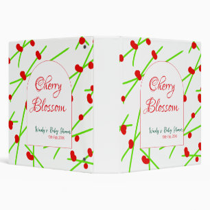 Arch shape cherry blossom red green baby shower na binder