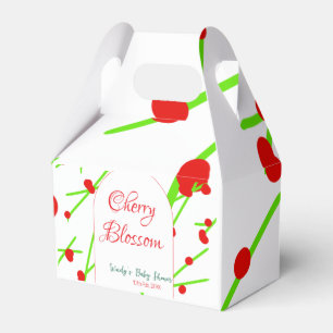 Arch shape cherry blossom red green baby shower na favor box