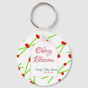 Arch shape cherry blossom red green baby shower na keychain