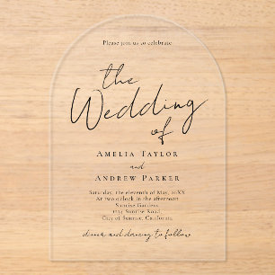 Arch Shaped Elegant Wedding Acrylic Invitation