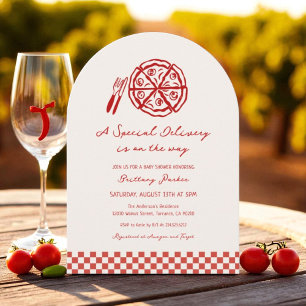 Arch Special Delivery Pizza Baby Shower Invitation
