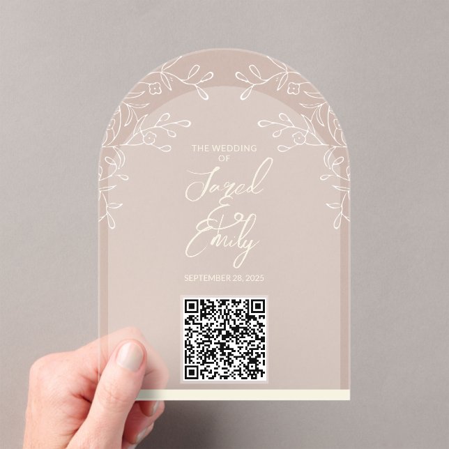 Arch Style Floral Mariage QR Code Invitation (In situ (ordinateur de poche))