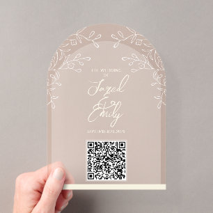 Arch Style Floral Wedding QR Code Invitation