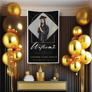 Arch Tassels Frame Photo Graduation Party Welcome Banner