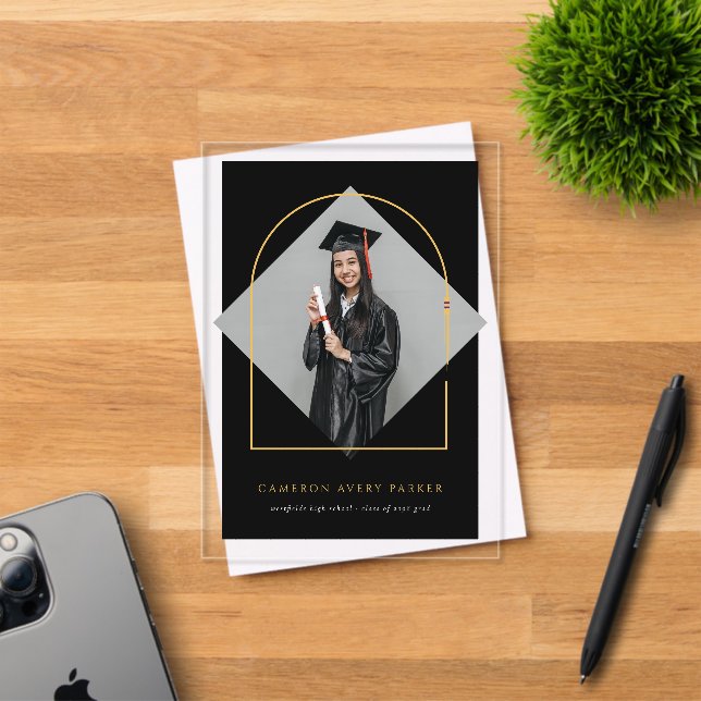 Arch Tassels Minimalist Frame Photo Graduation Acrylic Invitations (Insitu (Invitation Card))