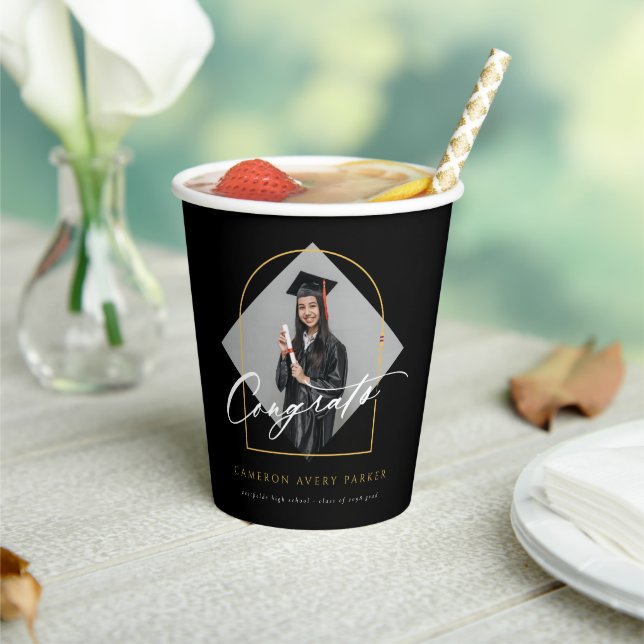 Arch Tassels Minimalist Frame Photo Graduation Paper Cups (Insitu)