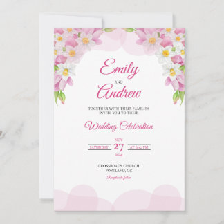 Arch Tulip Frame Elegant Floral Watercolor Wedding Invitation