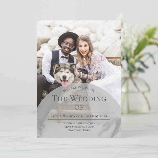 Arch Typography Photo Wedding Invitation (Standing Front)