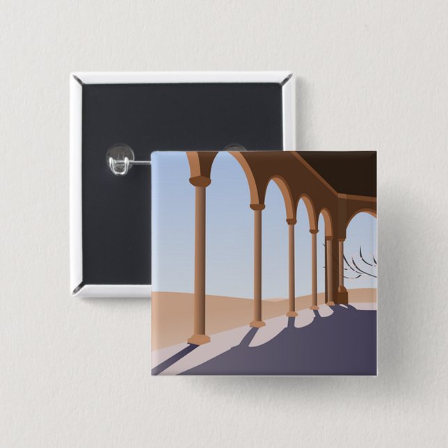 Arch walls drawing 2 inch square button (Front & Back)