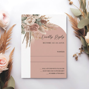 Arch wedding response RSVP beige taupe Card