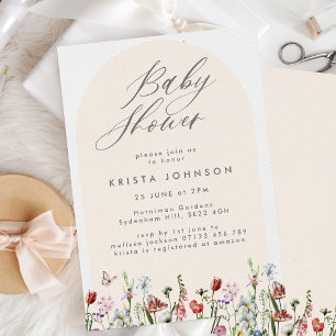 Arch & Wild Flowers Baby Shower Invitation