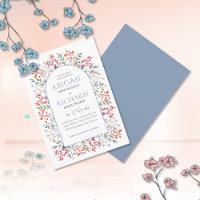 Arch with eaves and berries dusty blue wedding